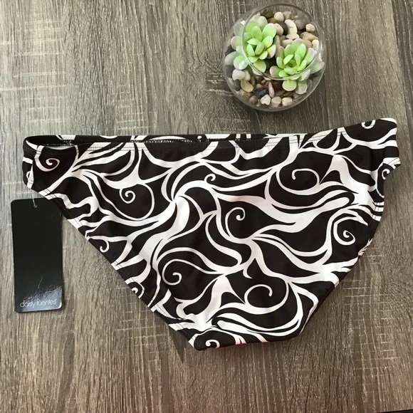 Daisy Fuentes Hipster Bikini Bottom Brown & White Swirl Print - Picture 2 of 7